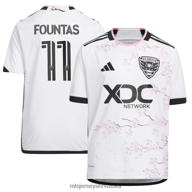 dres B2N0P603 MLS Jerseys djeca d.c. United Taxi Fountas adidas bijeli 2023 the cherry blossom kit replika igračevog dresa